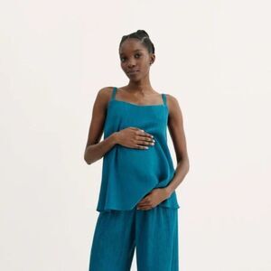 BNWT Hatch Turquoise Teal The Devin Cami Maternity Sz 2 / M/L Preppy Minimalist